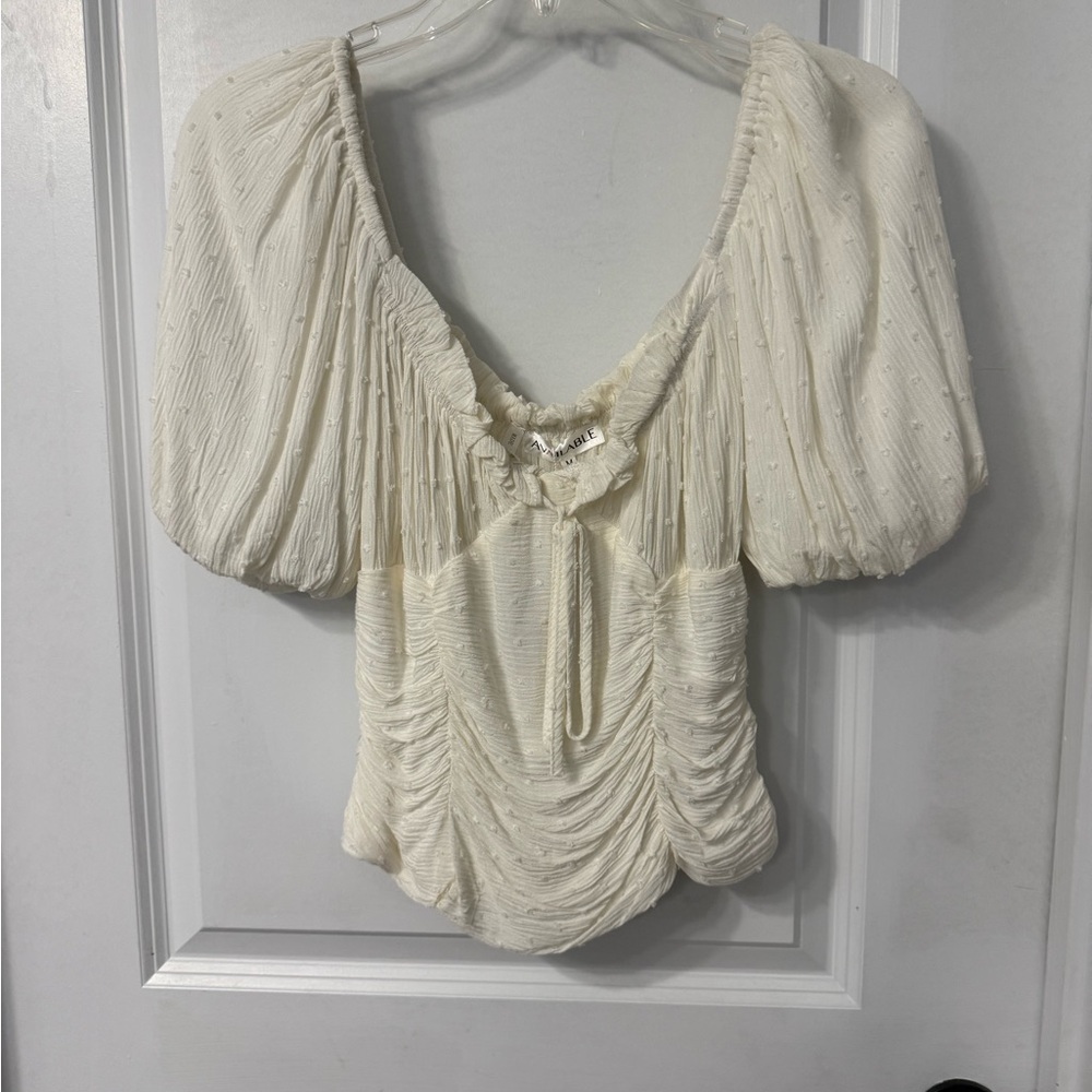 Elegant Cream Women's Ruched Blouse